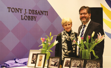 The Tony J. Desanti Lobby in the renovated Brennan Hall is named in Tony’s memory, and in grateful acknowledgement of his wife Mary Ponikvar-Desanti’s generous gift, made in honour of Tony’s enduring gratitude to St. Michael’s.